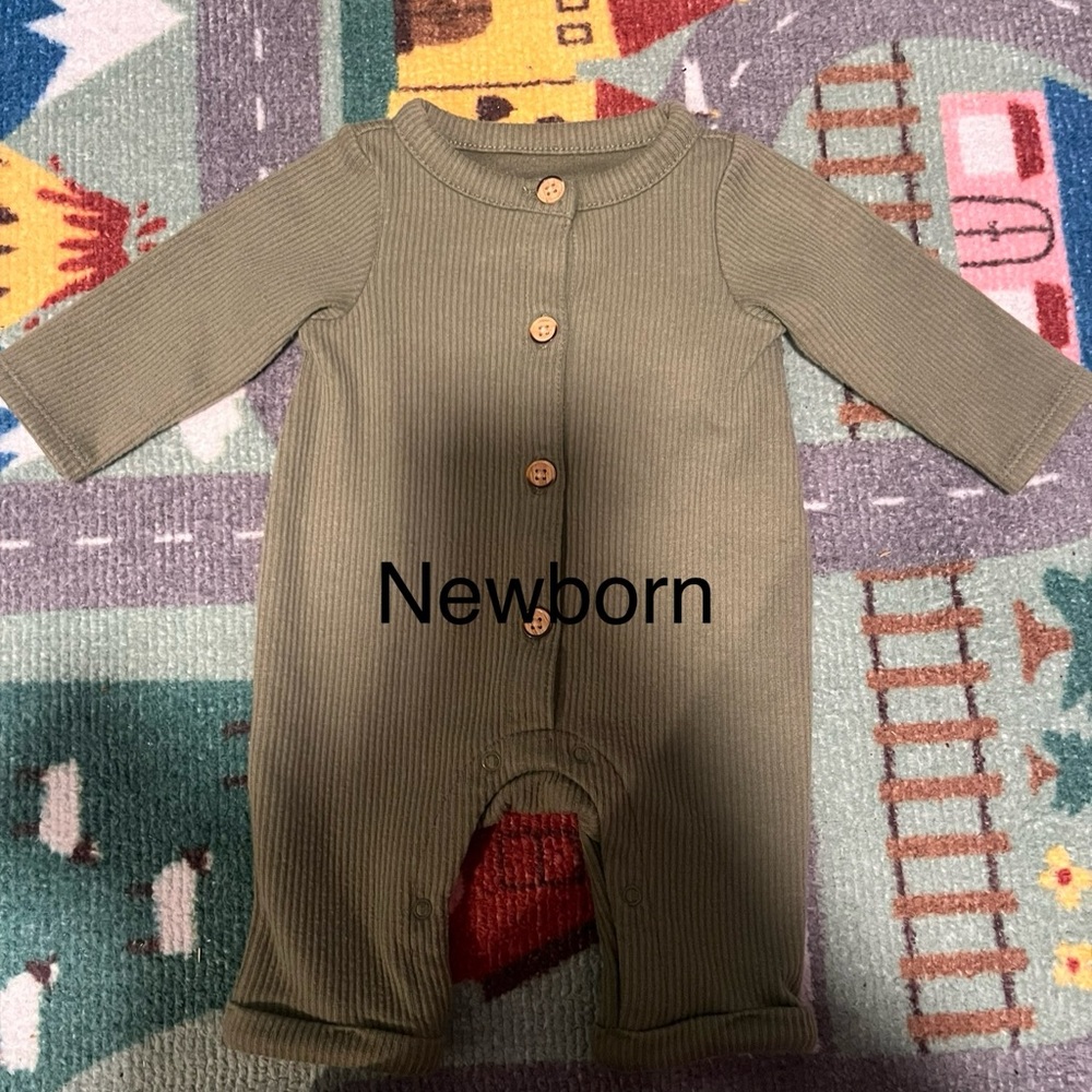 Olive Green Ribbed Baby One Piece